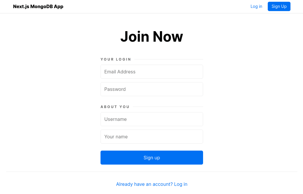 Sign Up Page